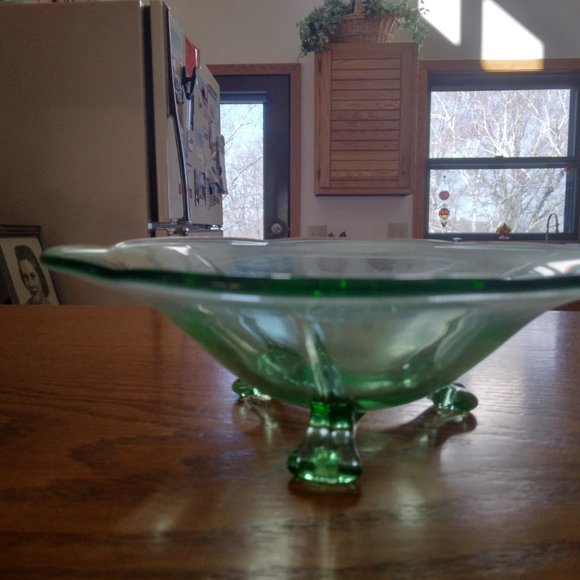 Candy Dish, Vintage, Footed, Green - Picture 2 of 9